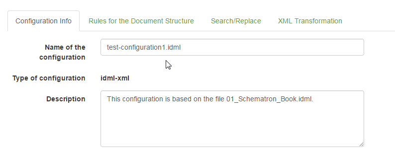 Changing the configuration name into test-configuration1.idml