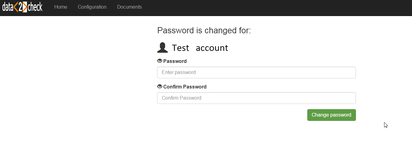 Changing the password for data2check