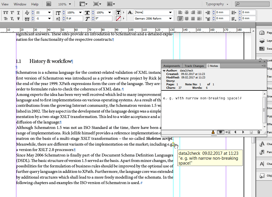 Comment on the Search Rule in the InDesign output document
