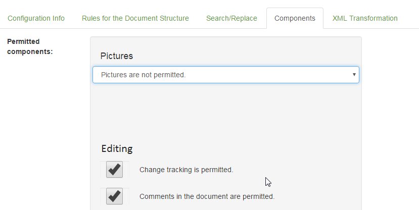 Permitting change tracking and comments in the document to be checked